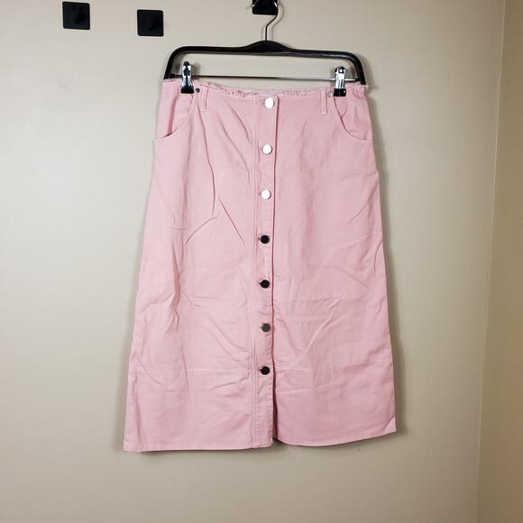 Elizabeth and James Merritt Button Front Midi Skirt in Pink Size 2 - Picture 1 of 10